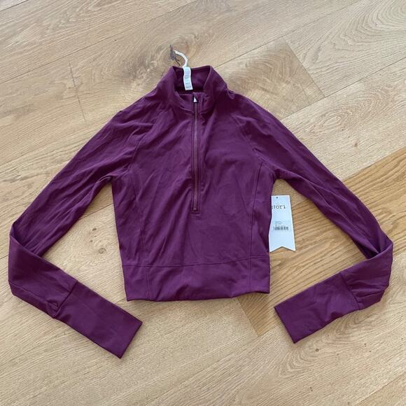 Stori Elevate Half Zip Top in Plum - Picture 1 of 5
